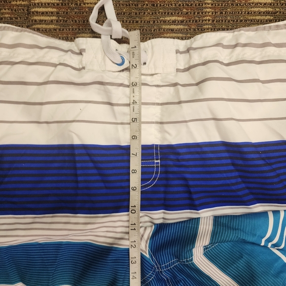 OP Men's Blue White Striped Swim/Board Trunks Size 2XL - Picture 10 of 11